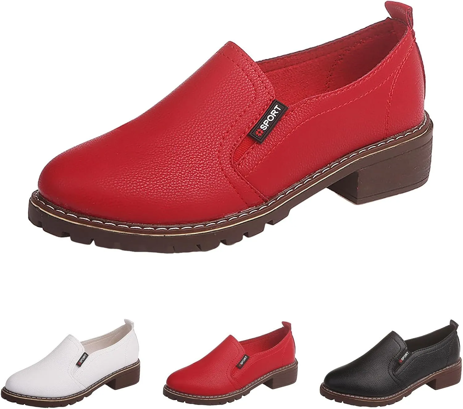 Ladies Boots Womens Shoes Platform Fashion Short Womens Boots Low Chunky Heels Slip on Shoes Platform Durability