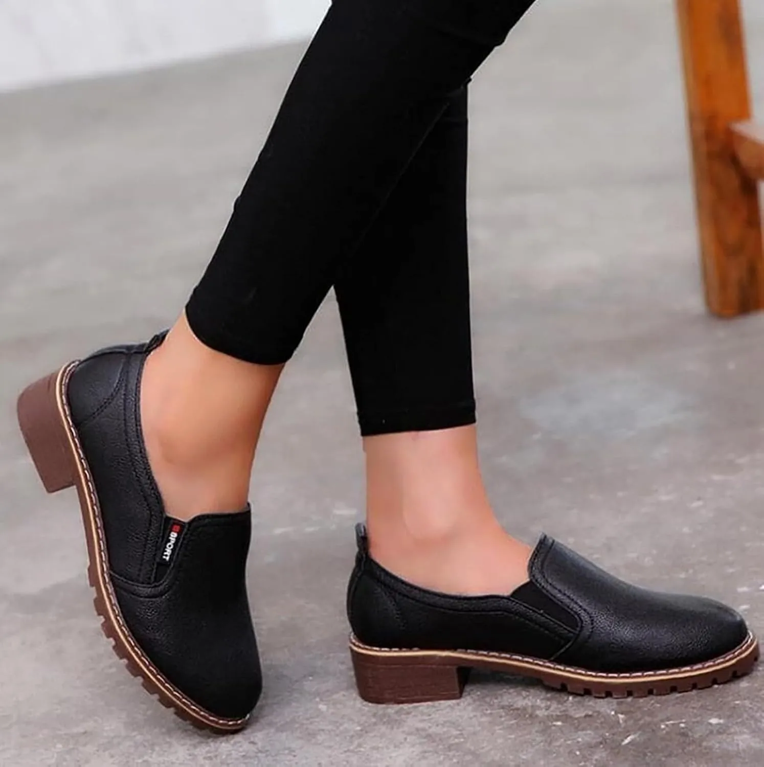 Ladies Boots Womens Shoes Platform Fashion Short Womens Boots Low Chunky Heels Slip on Shoes Platform Durability