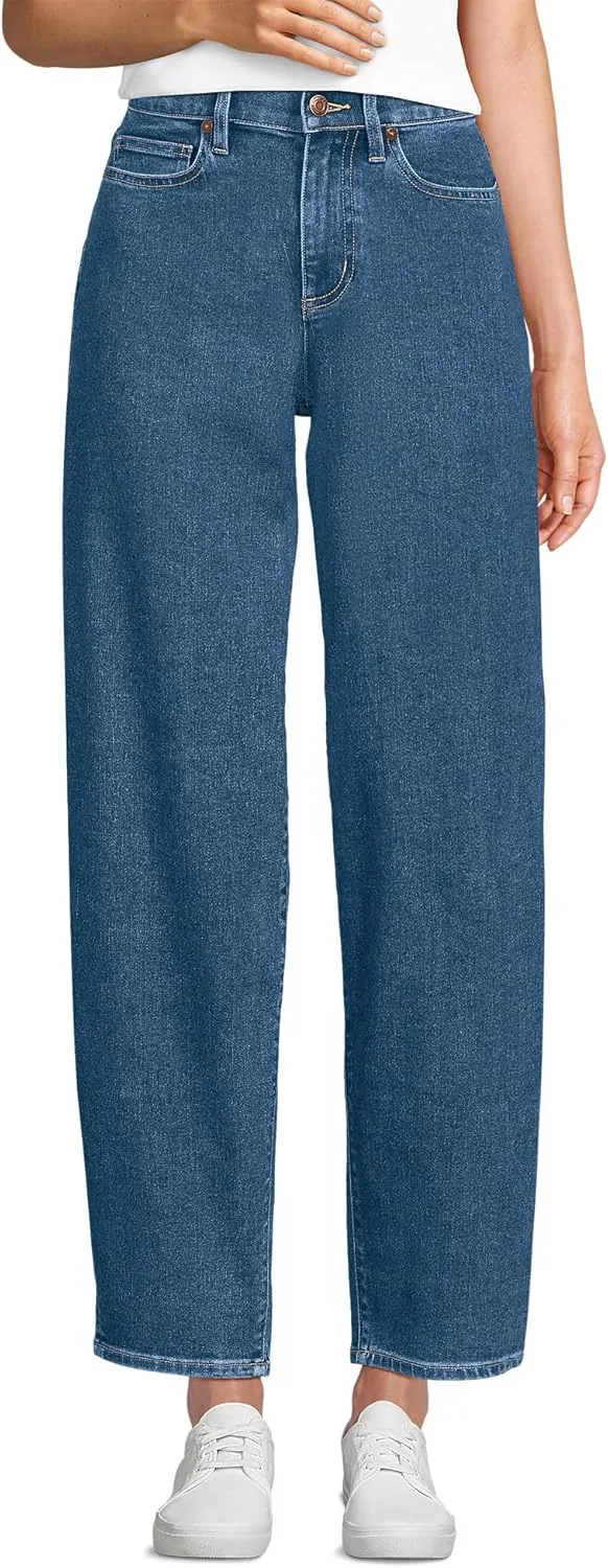 Lands' End Women's Recover High Rise Barrel Leg Ankle Jeans