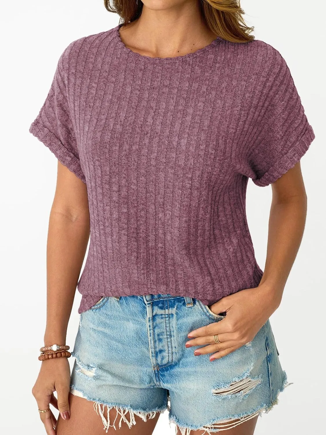 LILLUSORY Women Short Sleeve T Shirt Summer Sweater Dressy Casual Blouse Business Top Work Clothing