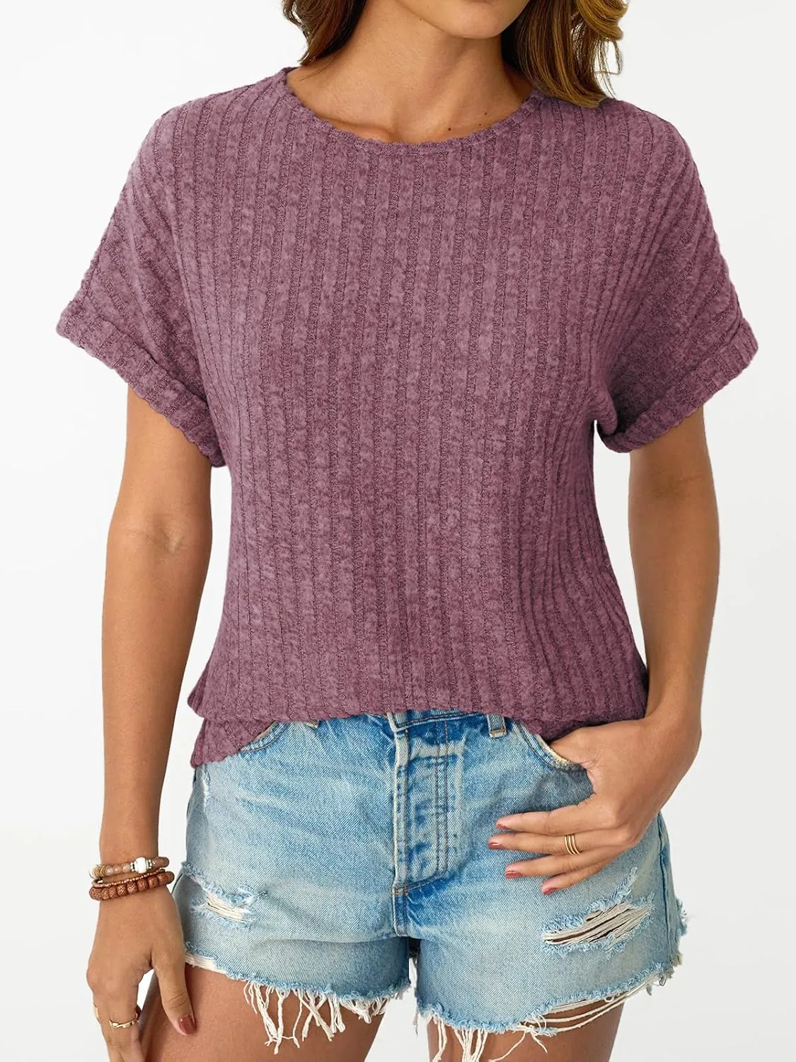 LILLUSORY Women Short Sleeve T Shirt Summer Sweater Dressy Casual Blouse Business Top Work Clothing