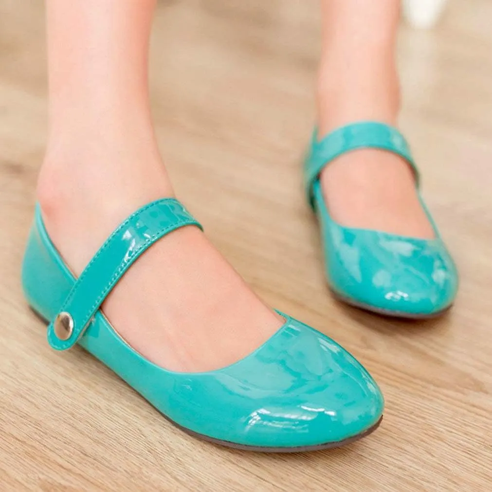 LUXMAX Womens Ballet Flats with Strap Mary Janes Low Heel Uniform Shoes