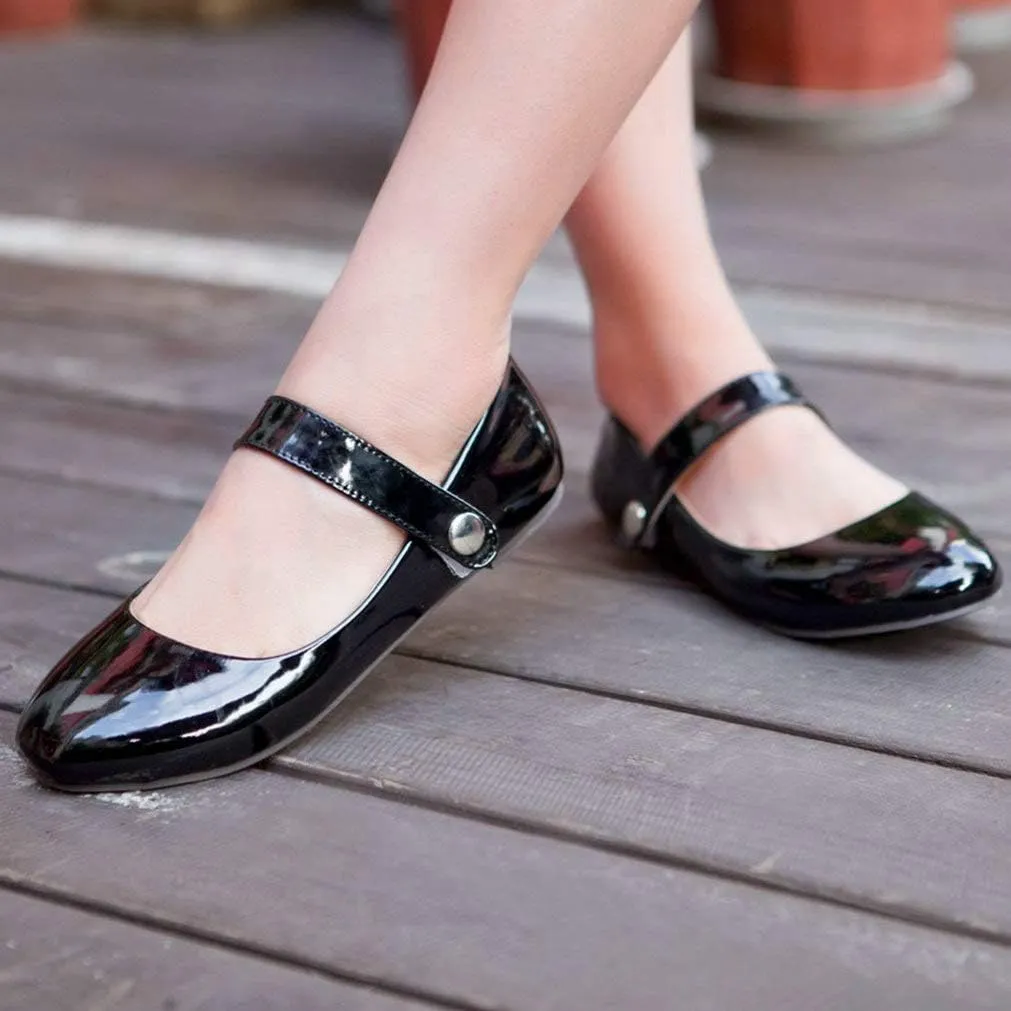 LUXMAX Womens Ballet Flats with Strap Mary Janes Low Heel Uniform Shoes