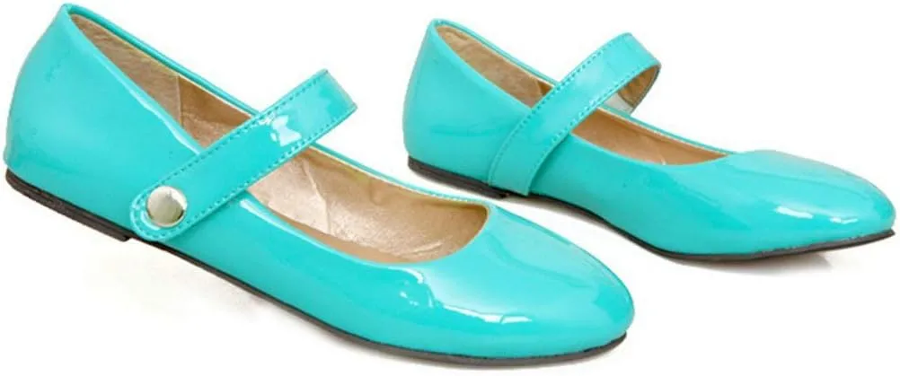 LUXMAX Womens Ballet Flats with Strap Mary Janes Low Heel Uniform Shoes