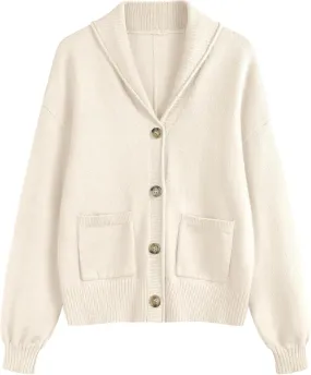 LUYAA Women's Cardigan Sweaters 2024 Oversized Open Front Button V Neck Lightweight Cardigans Outerwear