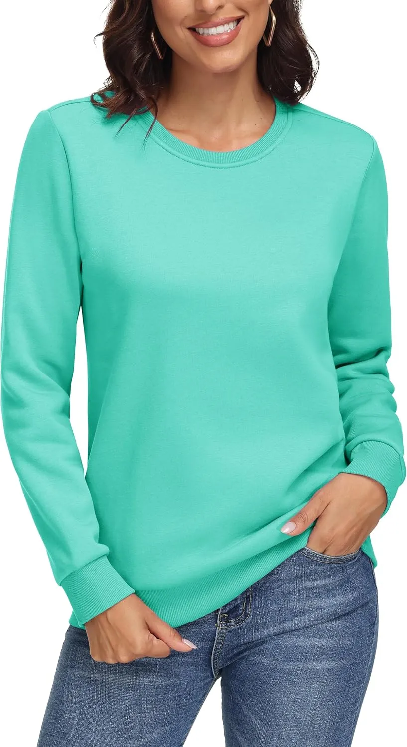 MAGCOMSEN Women's Fleece Lined Sweatshirt Crewneck Cotton Pullover Fall Casual Long Sleeve Warm Tops