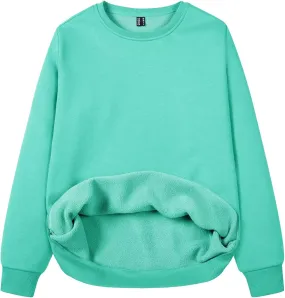 MAGCOMSEN Women's Fleece Lined Sweatshirt Crewneck Cotton Pullover Fall Casual Long Sleeve Warm Tops