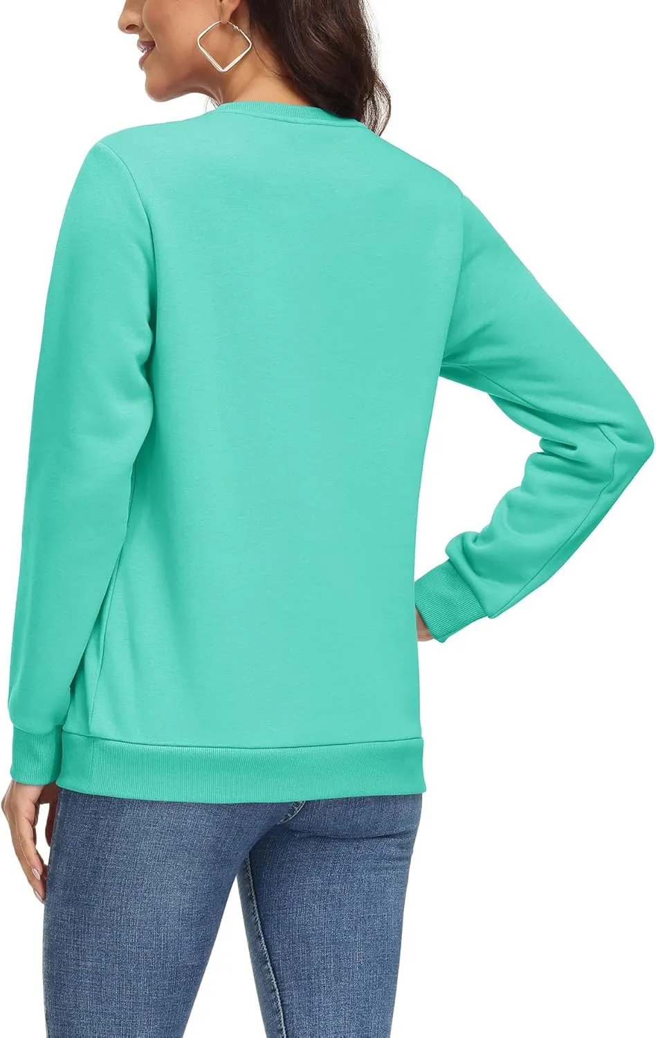 MAGCOMSEN Women's Fleece Lined Sweatshirt Crewneck Cotton Pullover Fall Casual Long Sleeve Warm Tops