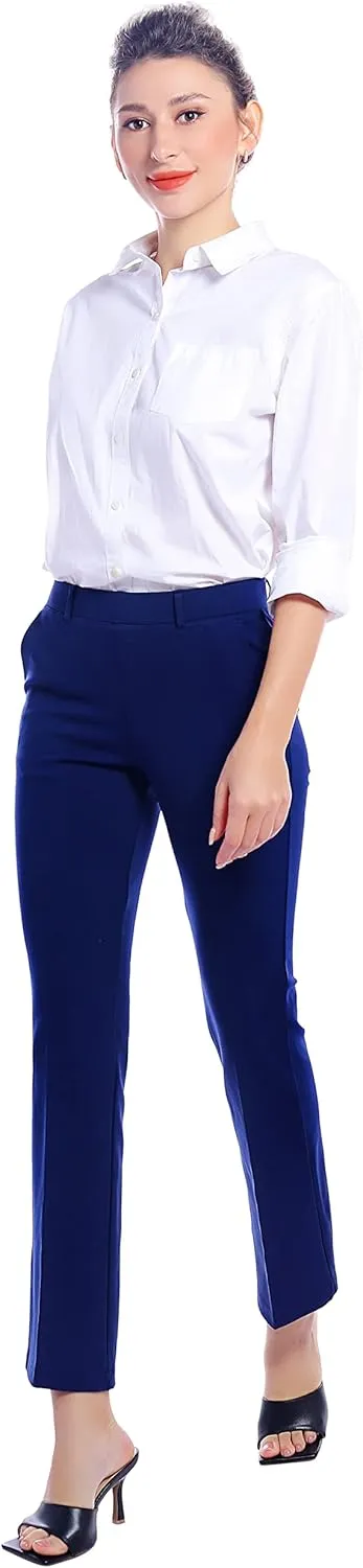 Marycrafts Women's Pull On Stretch Yoga Straight Dress Work Pants 29" /31"/33"