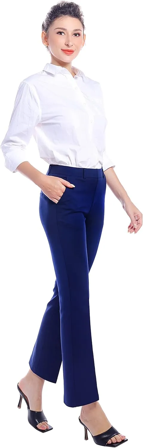 Marycrafts Women's Pull On Stretch Yoga Straight Dress Work Pants 29" /31"/33"