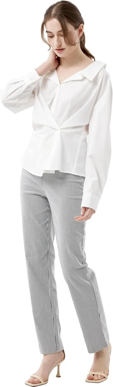May You Be Womens Super Stretch Straight Fit Comfy Pull-On Business Casual Pants