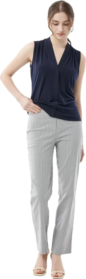 May You Be Womens Super Stretch Straight Fit Comfy Pull-On Business Casual Pants