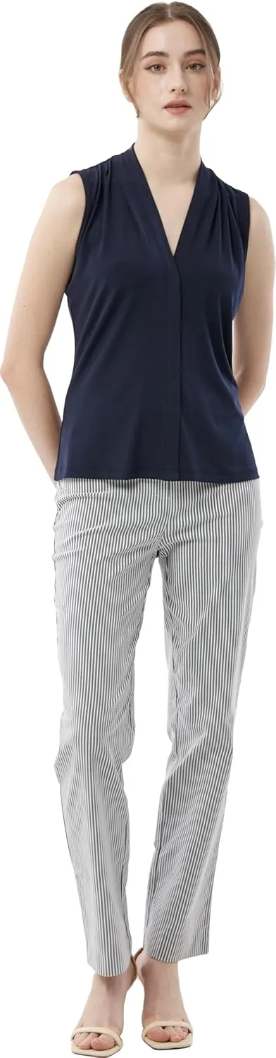May You Be Womens Super Stretch Straight Fit Comfy Pull-On Business Casual Pants