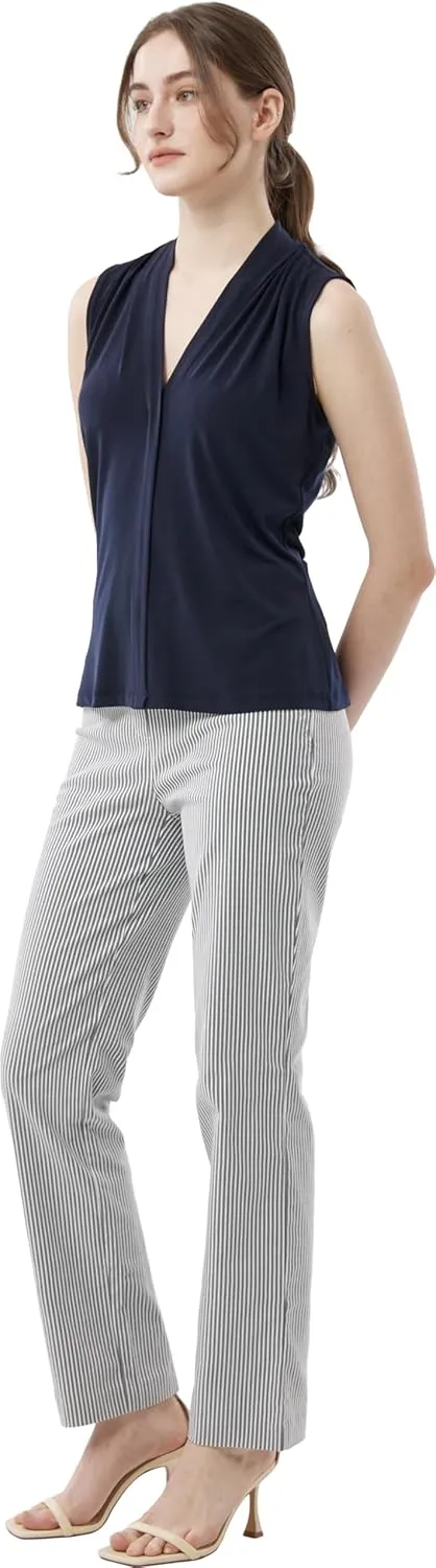 May You Be Womens Super Stretch Straight Fit Comfy Pull-On Business Casual Pants