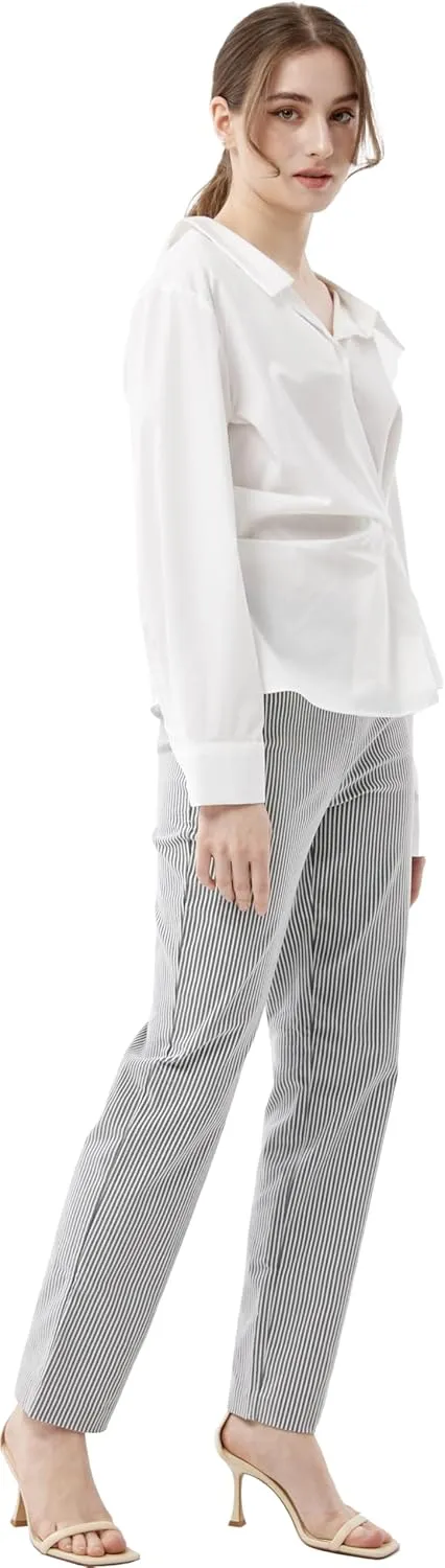 May You Be Womens Super Stretch Straight Fit Comfy Pull-On Business Casual Pants