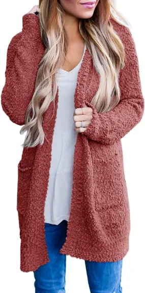 MEROKEETY Women's Long Sleeve Soft Chunky Knit Sweater Open Front Cardigans Outwear Coat