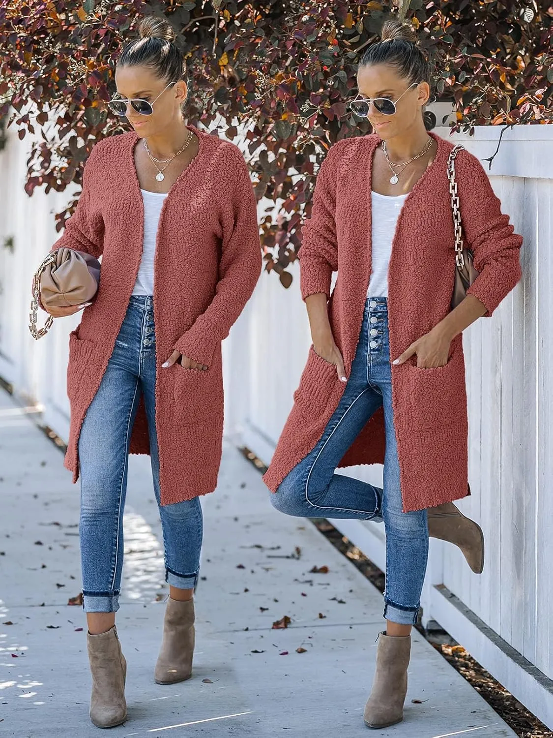 MEROKEETY Women's Long Sleeve Soft Chunky Knit Sweater Open Front Cardigans Outwear Coat