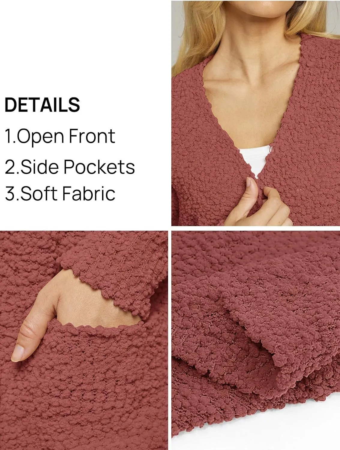 MEROKEETY Women's Long Sleeve Soft Chunky Knit Sweater Open Front Cardigans Outwear Coat