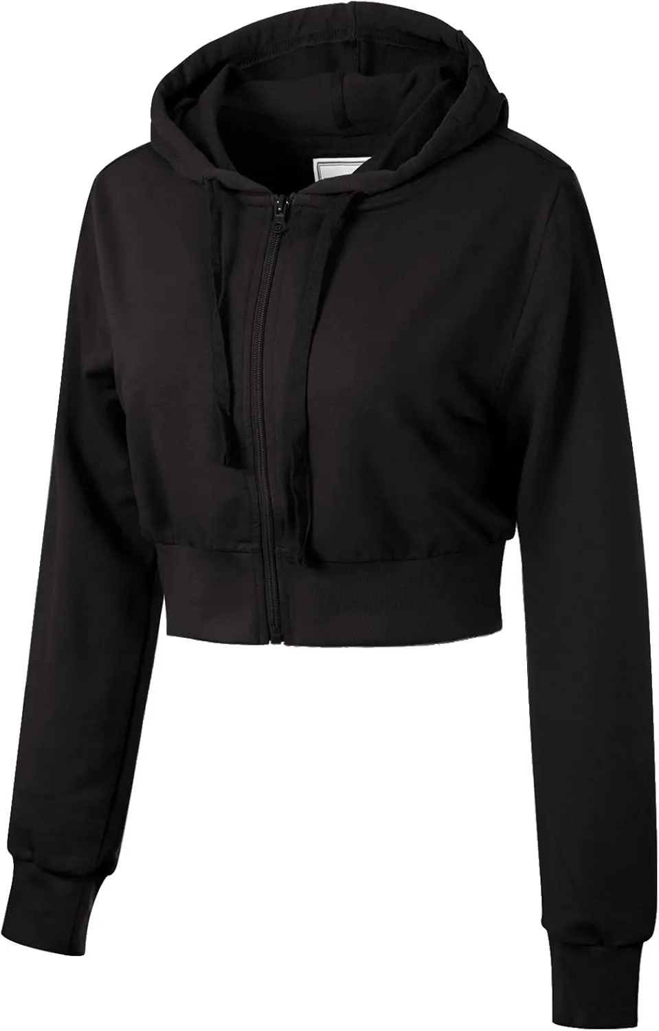 MixMatchy Women's Solid Casual Basic Long Sleeve French Terry Zip Up Crop Hoodie Jacket