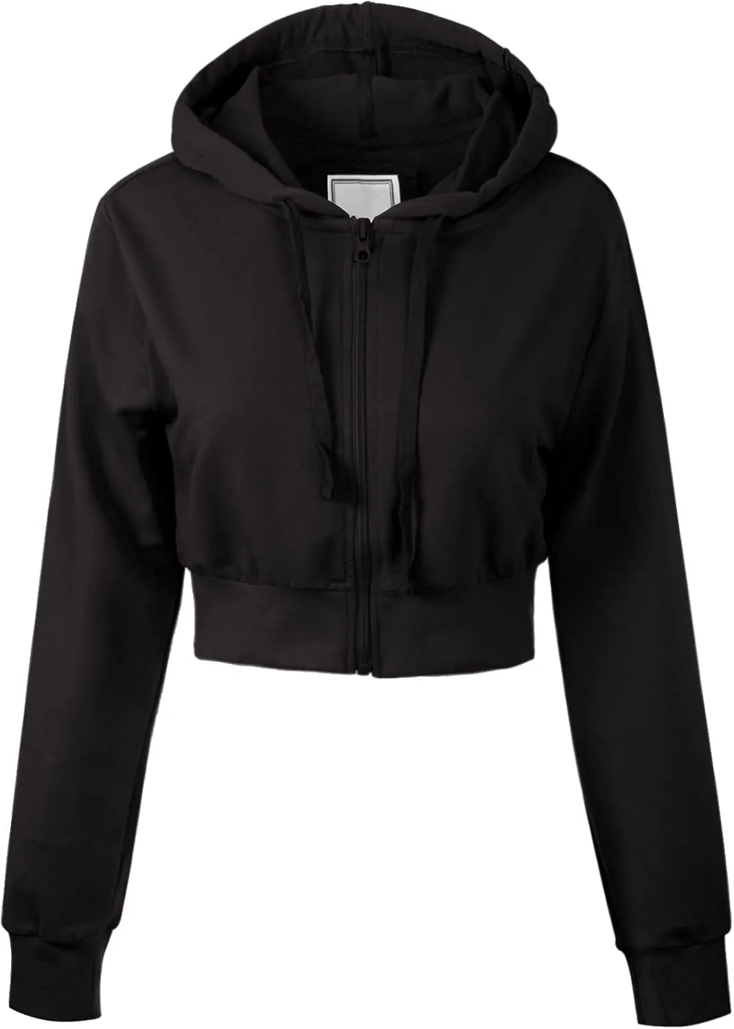MixMatchy Women's Solid Casual Basic Long Sleeve French Terry Zip Up Crop Hoodie Jacket