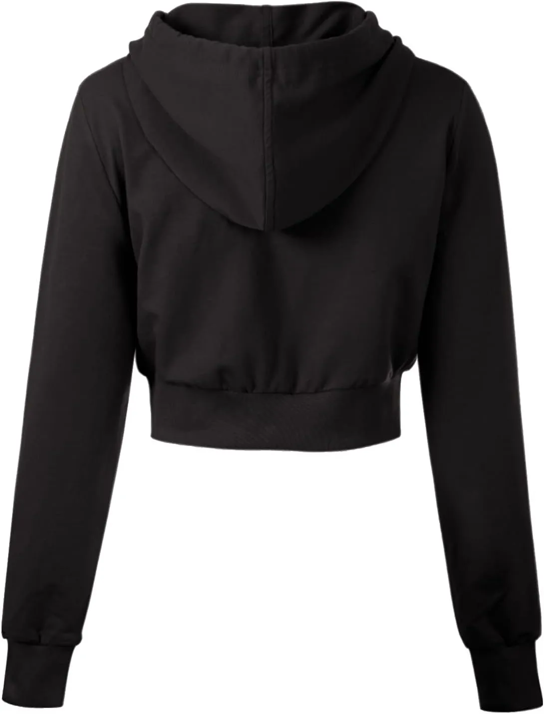 MixMatchy Women's Solid Casual Basic Long Sleeve French Terry Zip Up Crop Hoodie Jacket