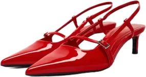 MRKEWUNEY Fashion Womens Slingback Kitten Heels