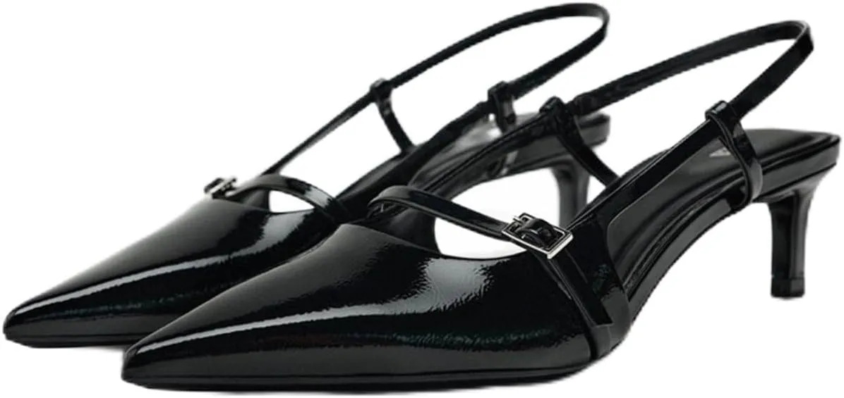 MRKEWUNEY Fashion Womens Slingback Kitten Heels