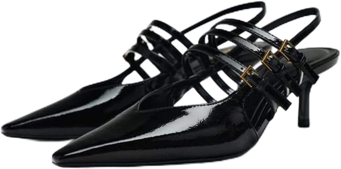 MRKEWUNEY Fashion Womens Slingback Kitten Heels