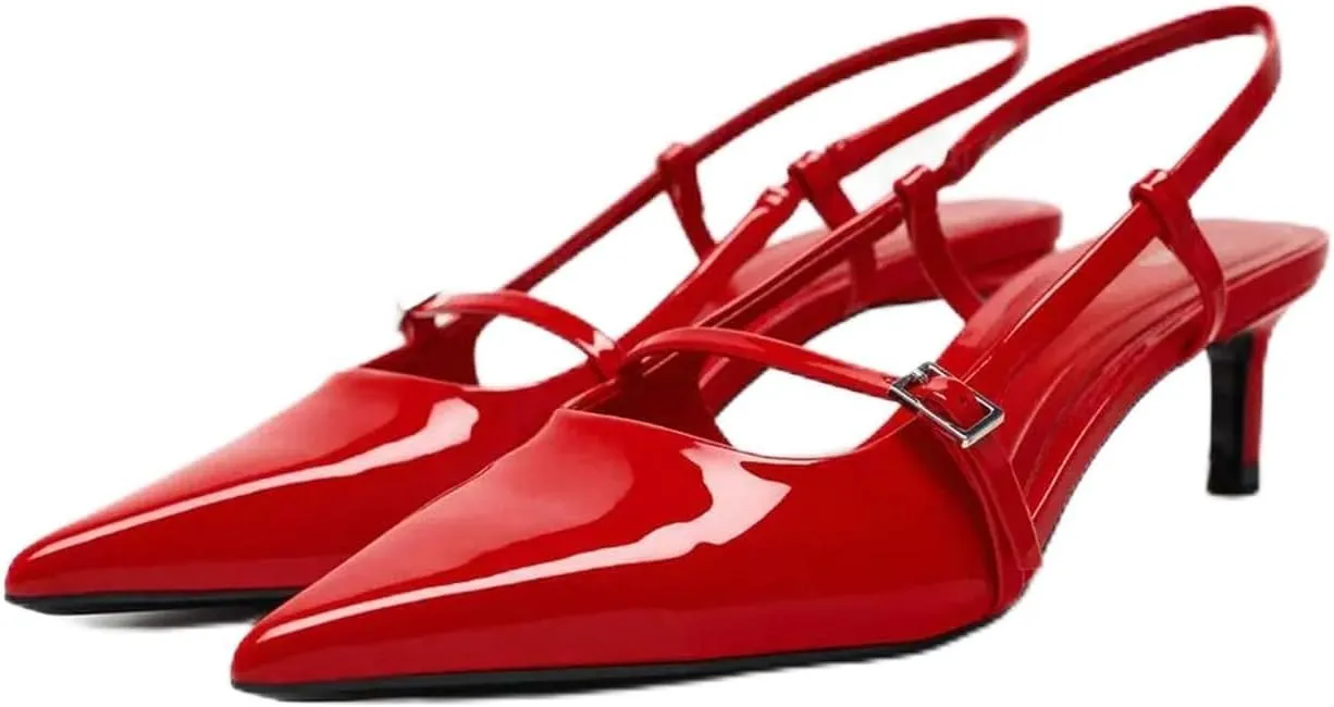 MRKEWUNEY Fashion Womens Slingback Kitten Heels