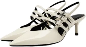 MRKEWUNEY Fashion Womens Slingback Kitten Heels