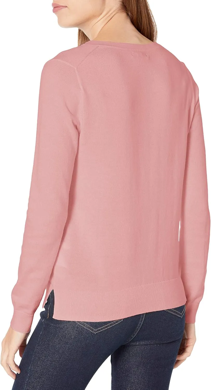 Nautica Women's Effortless J-Class Long Sleeve 100% Cotton V-Neck Sweater