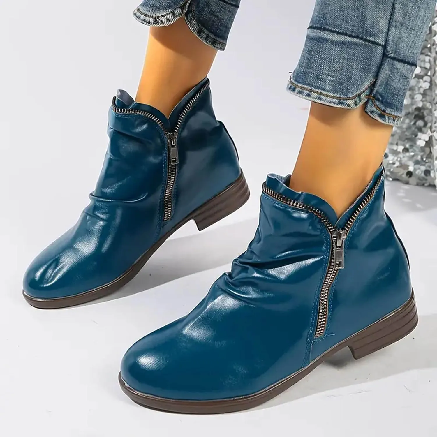 peqiut Womens Cowboy Boots Square Toe Thick Heel Wide Calf Cowboy Boots Women Suede Warm Furry Snow Womens Boots