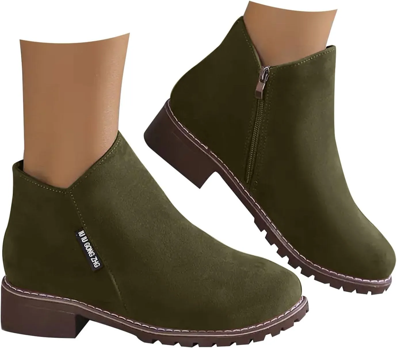 peqiut Womens Cowboy Boots Square Toe Thick Heel Wide Calf Cowboy Boots Women Suede Warm Furry Snow Womens Boots