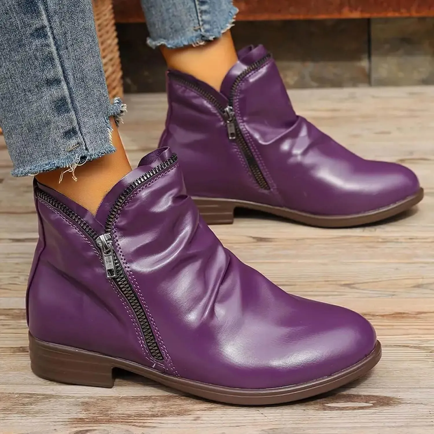 peqiut Womens Cowboy Boots Square Toe Thick Heel Wide Calf Cowboy Boots Women Suede Warm Furry Snow Womens Boots