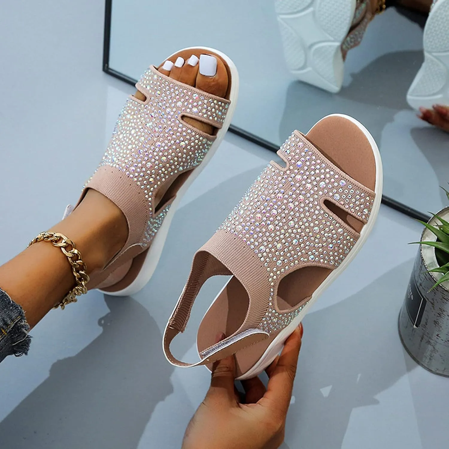 Platform Sandals Womens Sandals Women's Slides Feet Wide Outdoor Camping Walking Slip on