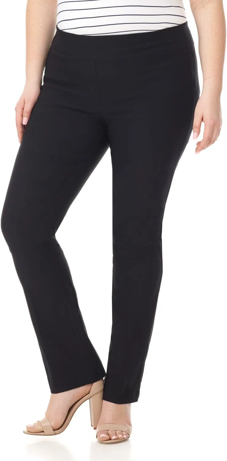 Rekucci Curvy Woman Plus Size Modern Straight Leg Pant w/Tummy Control