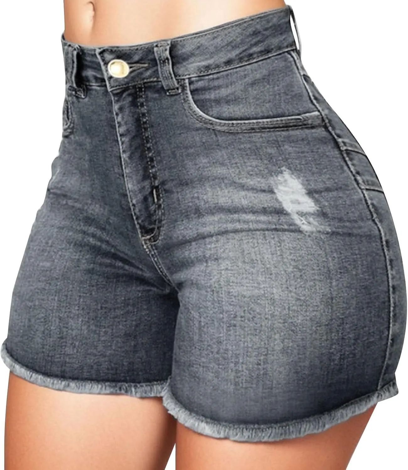 Rvidbe Jean Shorts Womens Women's High Waisted Raw Hem Distressed Ripped Casual Denim Shorts Jean Shorts Womens Curvy Jean Shorts High Waisted