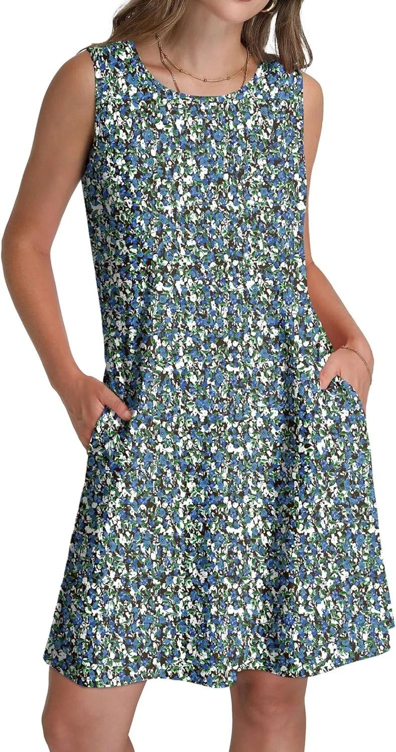 SAMPEEL Summer Dresses for Women 2025 Eyelet Sleeveless Sundresses Tank Dresses with Pockets