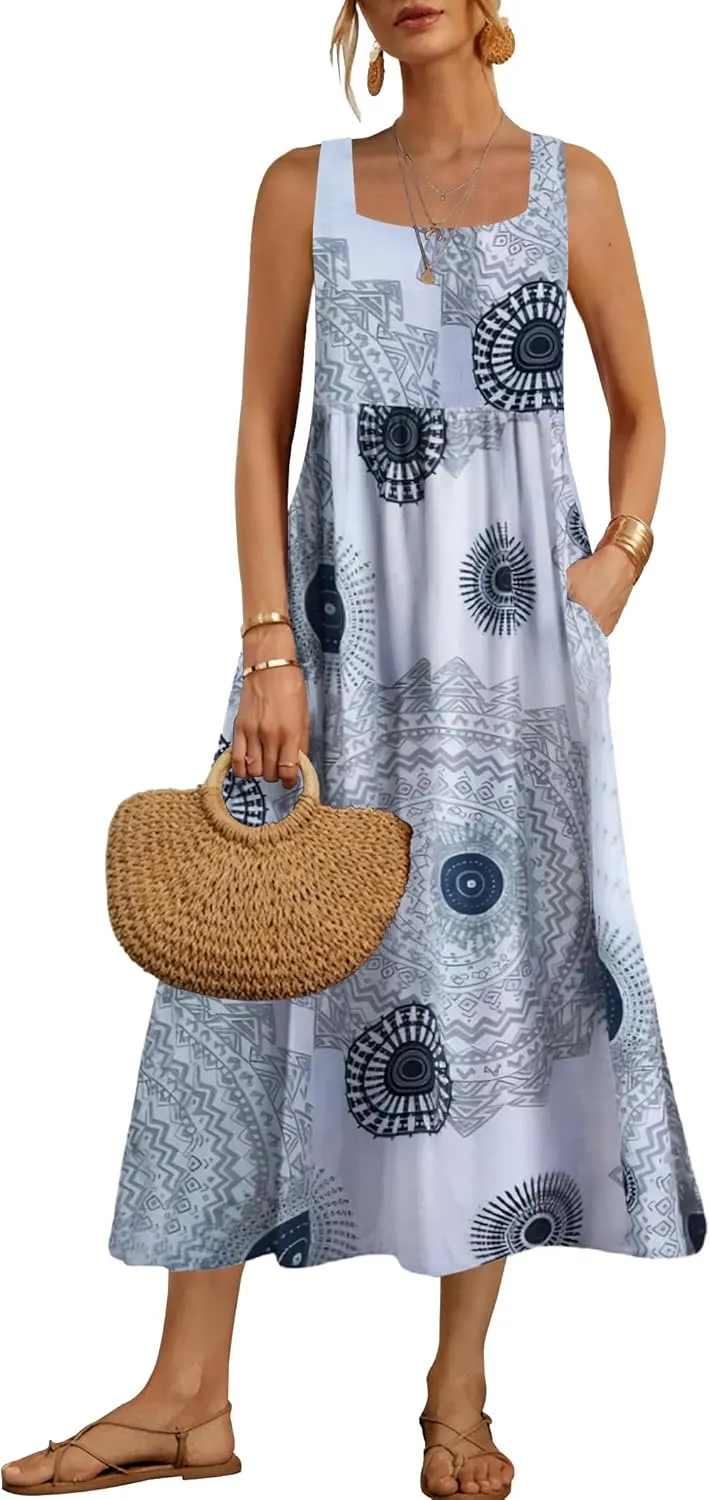 SAUKOLE Women's Summer Sleeveless Strapless Ruffle Off The Shoulder Swing Cocktail Party Dress