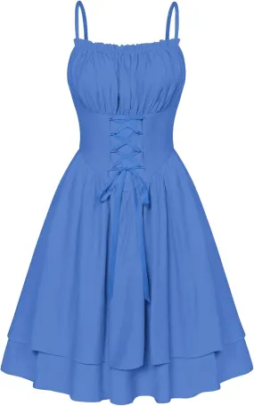 Scarlet Darkness Renaissance Dress Women Chiffon Spaghetti Strap Corset Dress