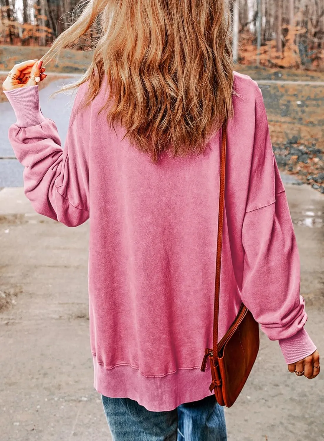 SHEWIN Womens Sweatshirt Casual Long Sleeve Crewneck Lightweight Pullover Tops Loose Sweatshirts
