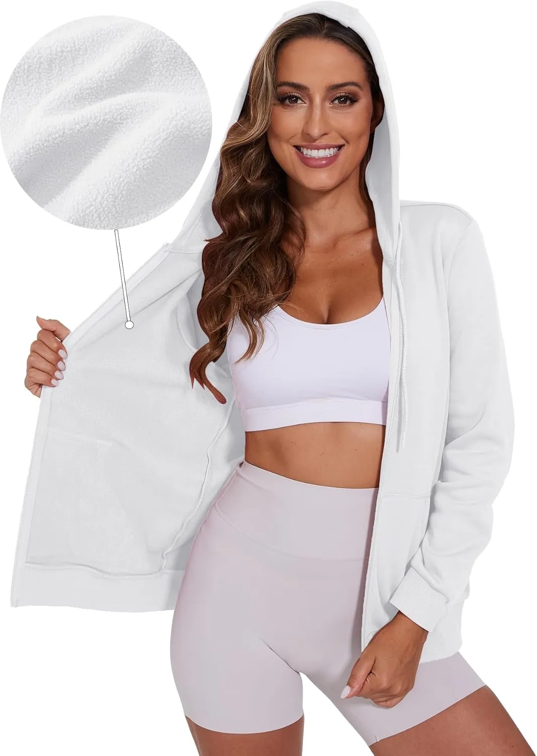 SMENG Womens Zip Up Hoodies Long Sleeve Fit Hooded Sweatshirts 2024 Casual Lightweight Jacket