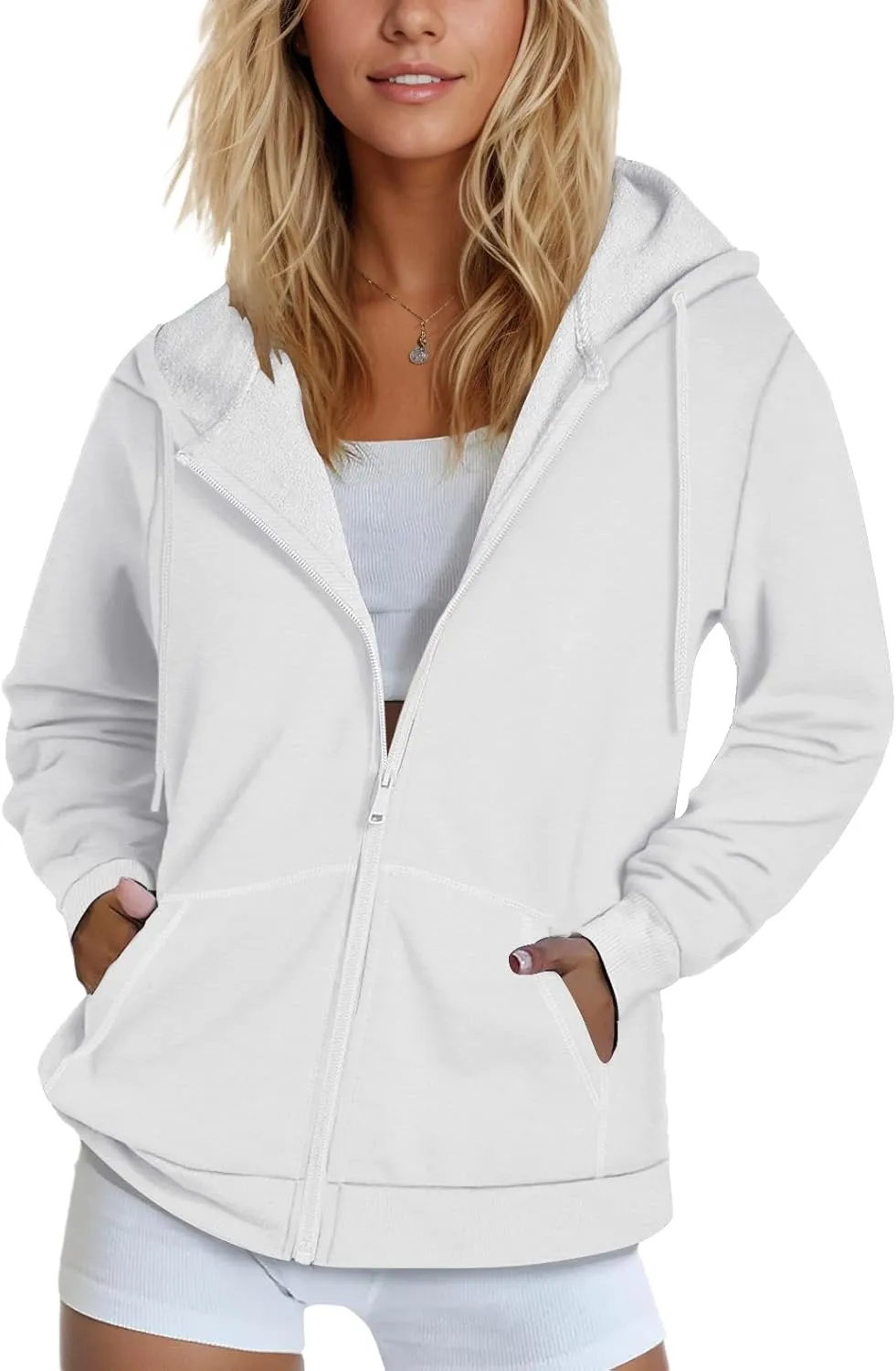 SMENG Womens Zip Up Hoodies Long Sleeve Fit Hooded Sweatshirts 2024 Casual Lightweight Jacket