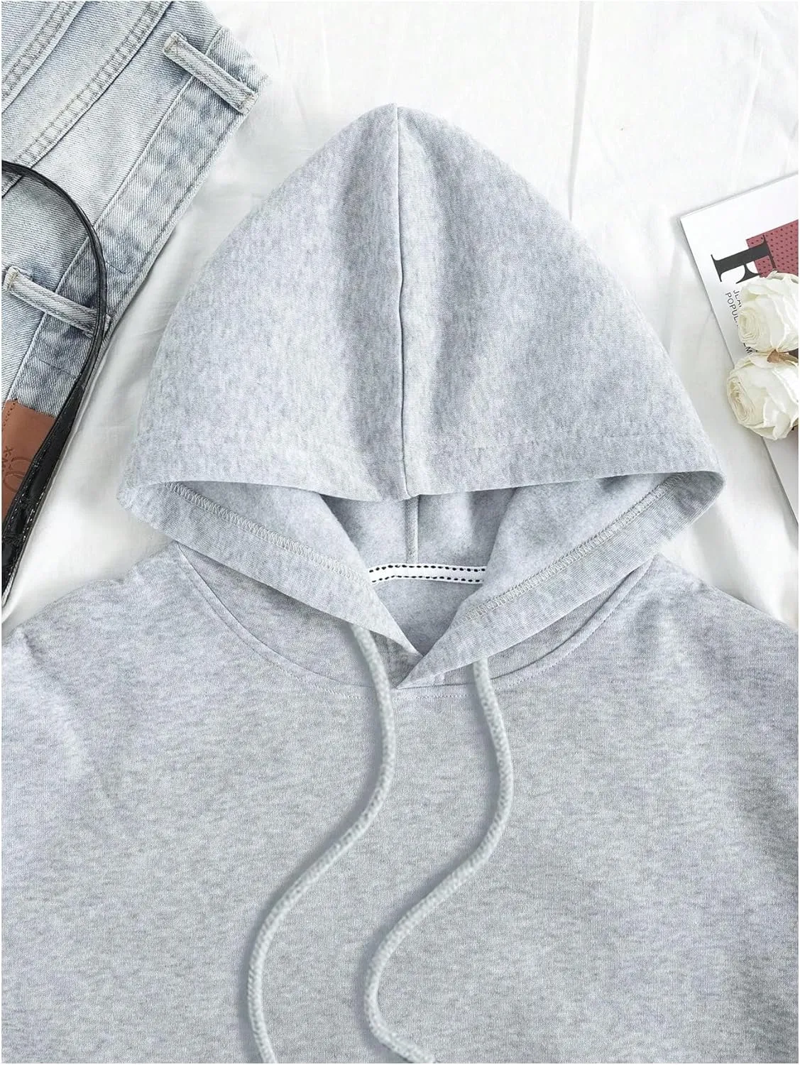SOLY HUX Hoodies for Women Drawstring Long Sleeve Drop Shoulder Pullover Sweatshirt with Pocket