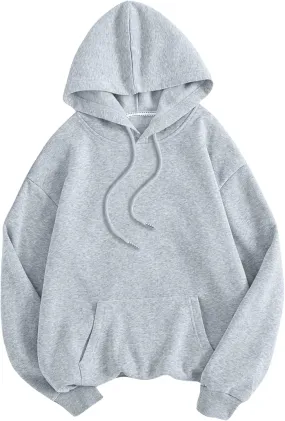 SOLY HUX Hoodies for Women Drawstring Long Sleeve Drop Shoulder Pullover Sweatshirt with Pocket