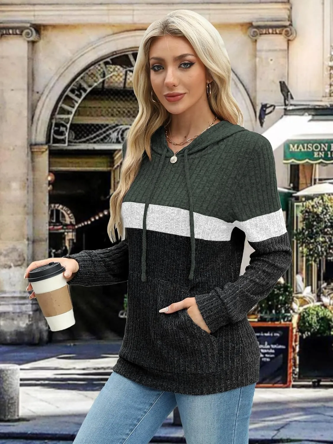 Sweaters for Women Fall Tops Long Sleeve Hoodie Ladies Sweatshirts Pullover Blouses Loose Casual Fashion Clothes