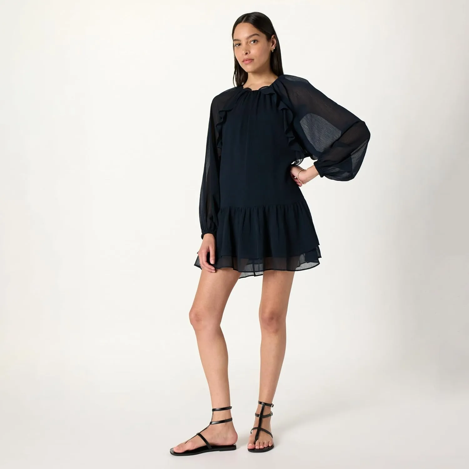 The Drop Women's Jordan Feminine Ruffle Detailed Mini Dress