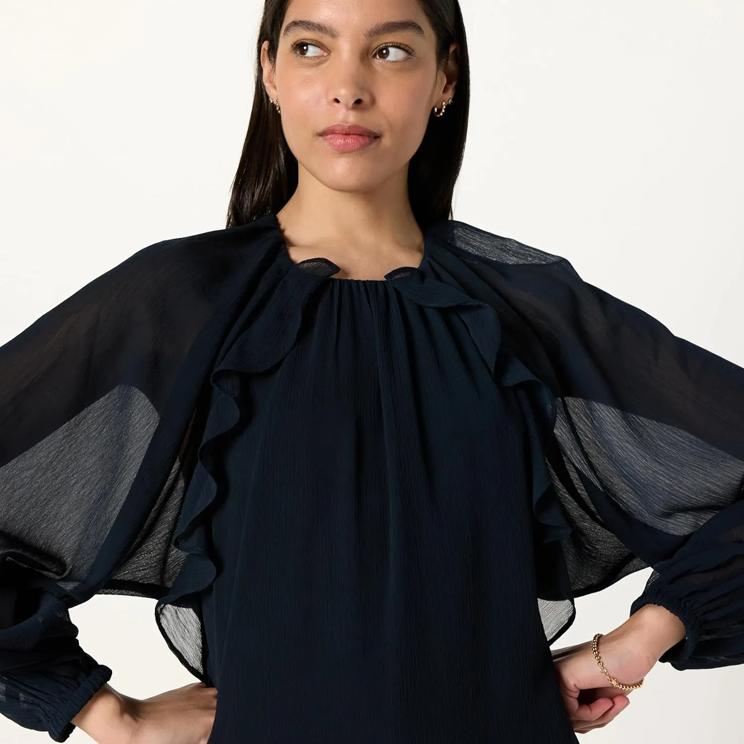The Drop Women's Jordan Feminine Ruffle Detailed Mini Dress