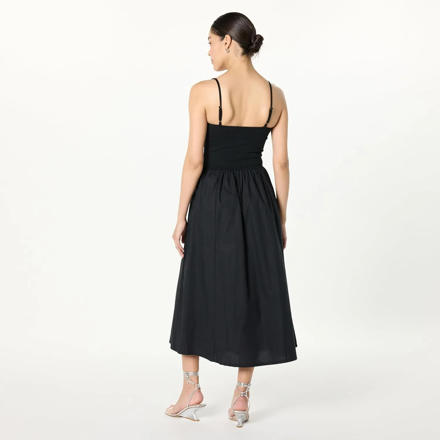 The Drop Women's Robyn Mixed Media Spaghetti Strap Midi Dress