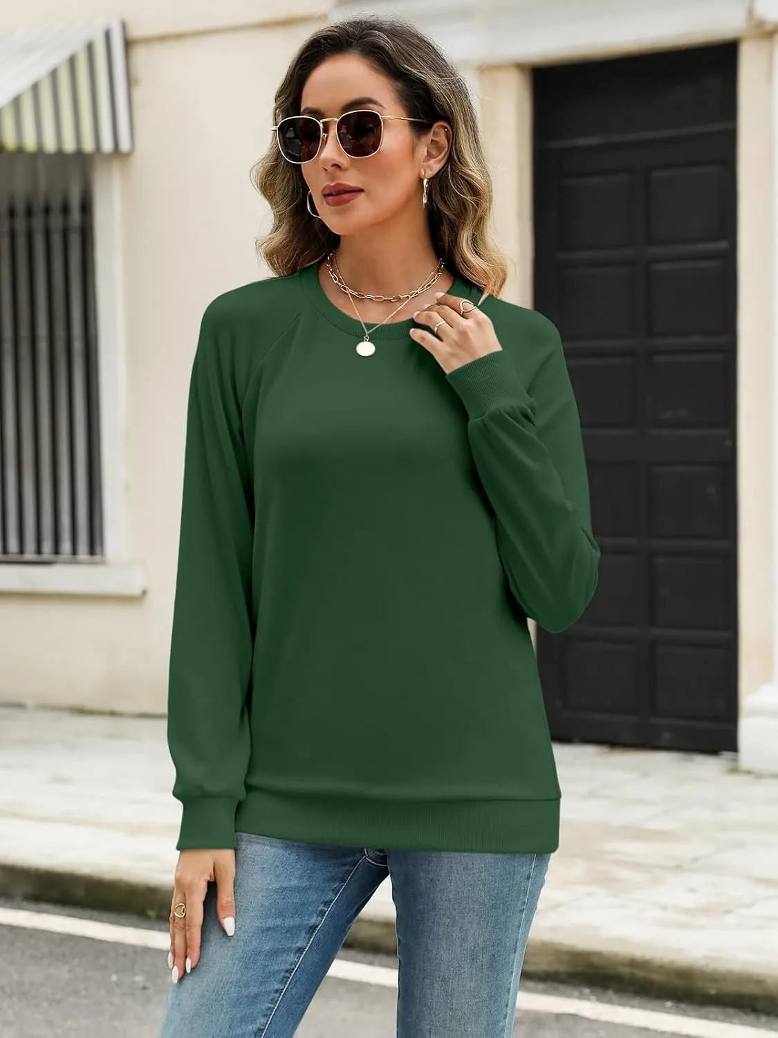 TICTICMIMI Women's Crewneck Sweatshirts Lightweight Long Sleeve Tunic Tops Cute Pullover Shirts